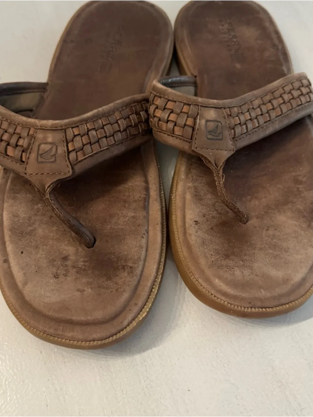 Sperry Top Sider Men’s Brown Leather Slip-On Sandals Sz 13M GUC